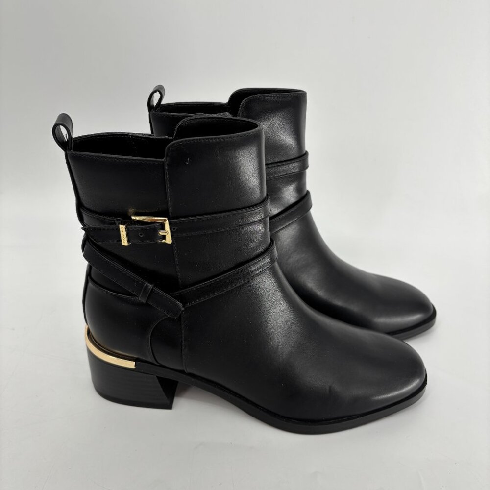 Calvin Klein Womens Jasen Buckle Strap Block Heel Ankle Booties Black Sz 7M NWB - Picture 4 of 9